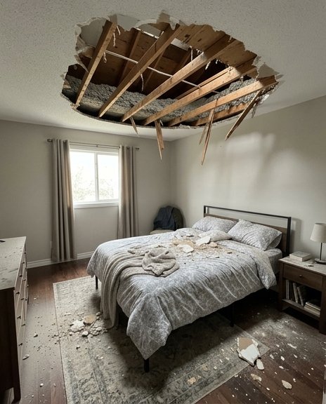 Ceiling caved in